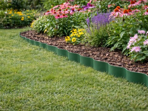 Obrzeże trawnikowe 9m x 20cm do ogrodu faliste palisada płotek zielone