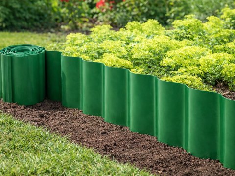 Obrzeże trawnikowe 9m x 20cm do ogrodu faliste palisada płotek zielone