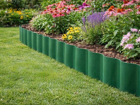 Obrzeże trawnikowe 9m x 20cm do ogrodu faliste palisada płotek zielone