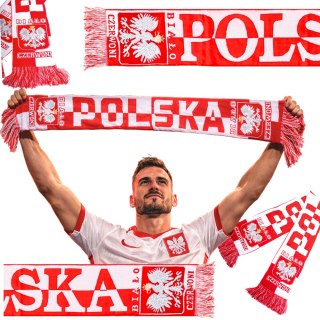 Szalik kibica polska mecz na stadion biało czerwony miękki dwustronny