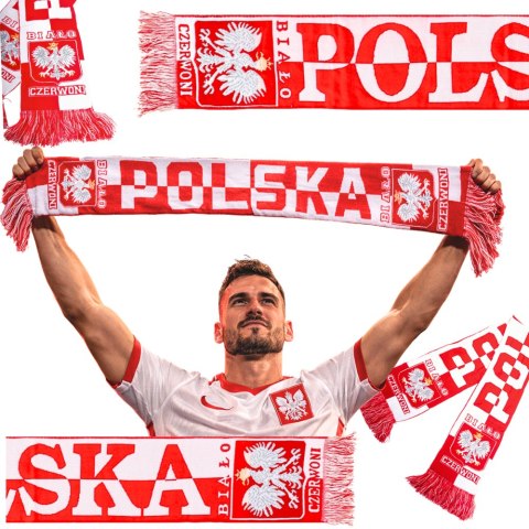 Szalik kibica polska mecz na stadion biało czerwony miękki dwustronny