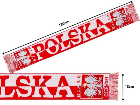 Szalik kibica polska mecz na stadion biało czerwony miękki dwustronny