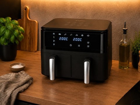 Frytkownica beztłuszczowa air fryer 15l 2400w podwójna dwukomorowa 6 trybów
