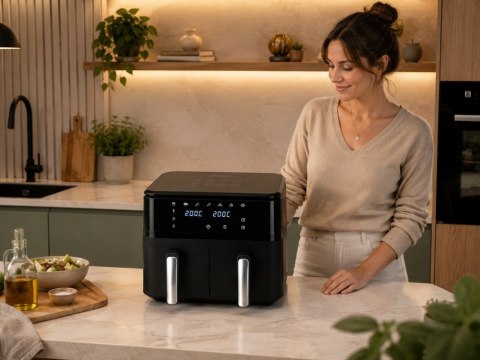 Frytkownica beztłuszczowa air fryer 15l 2400w podwójna dwukomorowa 6 trybów