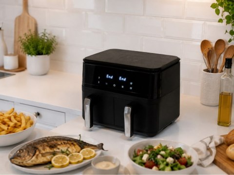 Frytkownica beztłuszczowa air fryer 15l 2400w podwójna dwukomorowa 6 trybów