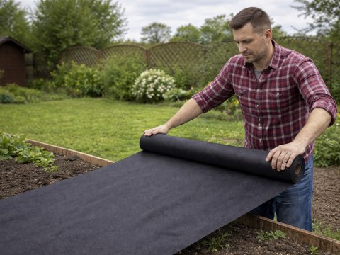 Gruba agrowłóknina czarna 50g 1x20m otulina antychwastowa mata ściółkująca