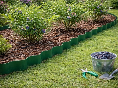 Obrzeże trawnikowe 9m x 20cm do ogrodu faliste palisada płotek zielone