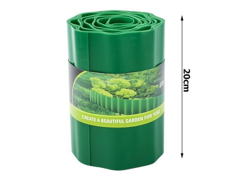Obrzeże trawnikowe 9m x 20cm do ogrodu faliste palisada płotek zielone