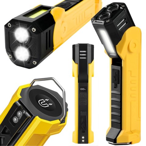 Lampa warsztatowa latar led cob akumulatorowa z magnesem hak mocna