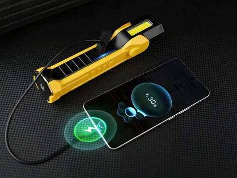Lampa warsztatowa latar led cob akumulatorowa z magnesem hak mocna