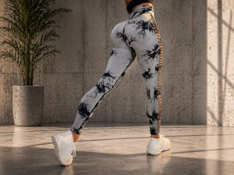 Legginsy damskie push up marmurkowe wysoki stan modelujące fitness s/m