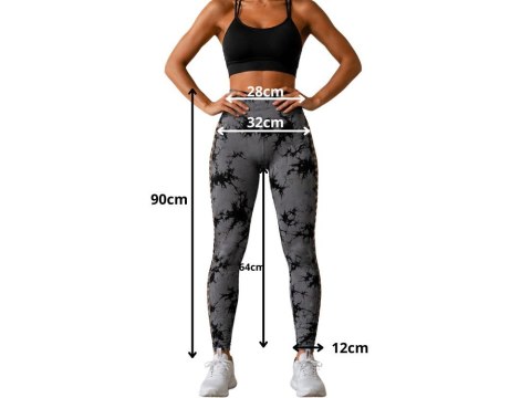 Legginsy damskie push up marmurkowe wysoki stan modelujące fitness s/m