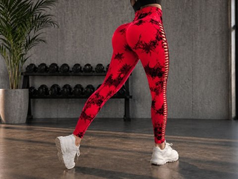 Legginsy damskie push up marmurkowe wysoki stan modelujące fitness s/m