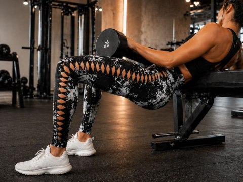 Legginsy damskie push up marmurkowe wysoki stan modelujące fitness s/m