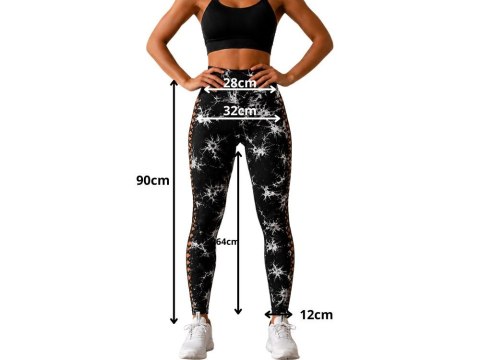 Legginsy damskie push up marmurkowe wysoki stan modelujące fitness s/m