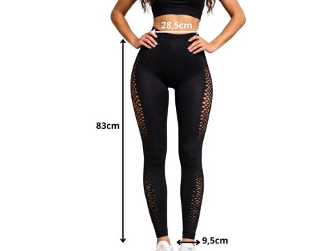Legginsy damskie push up modelujące wysoki stan fitness siłownia czarne s/m