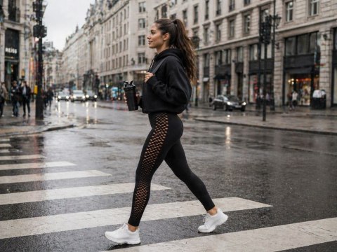 Legginsy damskie push up modelujące wysoki stan fitness siłownia czarne s/m