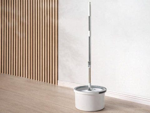Mop obrotowy rotacyjny 360 spin wiadro zestaw 2x nakładki mikrofibra odpływ