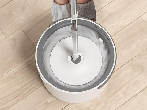 Mop obrotowy rotacyjny 360 spin wiadro zestaw 2x nakładki mikrofibra odpływ