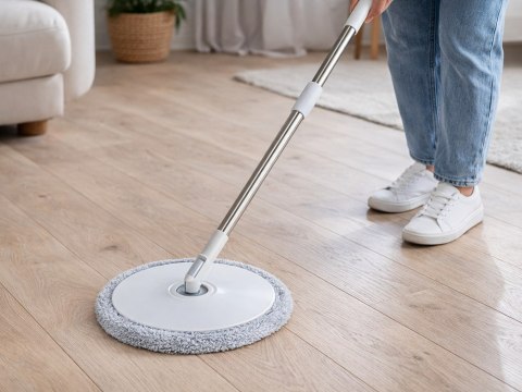 Mop obrotowy rotacyjny 360 spin wiadro zestaw 2x nakładki mikrofibra odpływ