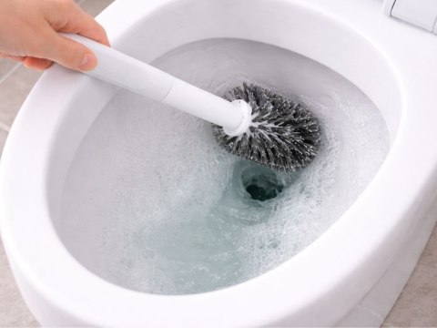 Szczotka do wc toalety łazienki klasyczna z pojemnikiem szara toaletowa