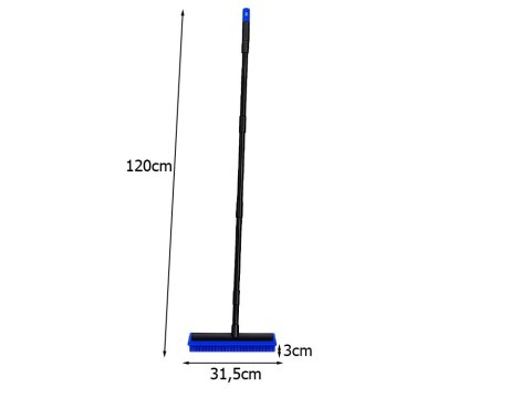 Szczotka miotła gumowa silikonowa do zamiatania z metalowym kijem 120 cm
