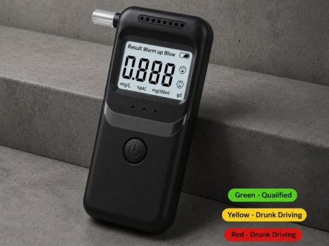 Alkomat elektroniczny cyfrowy lcd tester trzeźwości + 5 ustników czarny