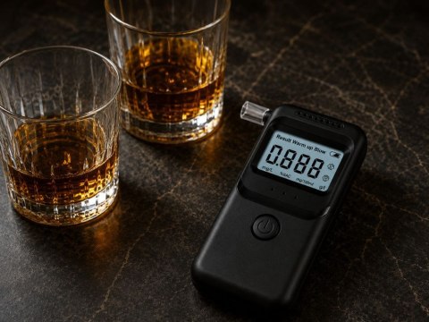 Alkomat elektroniczny cyfrowy lcd tester trzeźwości + 5 ustników czarny