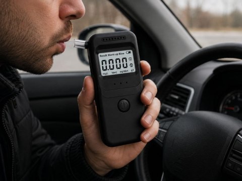 Alkomat elektroniczny cyfrowy lcd tester trzeźwości + 5 ustników czarny