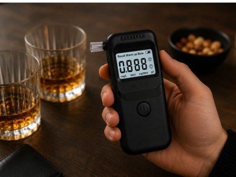 Alkomat elektroniczny cyfrowy lcd tester trzeźwości + 5 ustników czarny