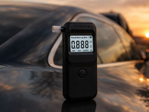 Alkomat elektroniczny cyfrowy lcd tester trzeźwości + 5 ustników czarny