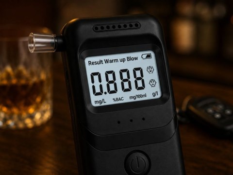 Alkomat elektroniczny cyfrowy lcd tester trzeźwości + 5 ustników czarny