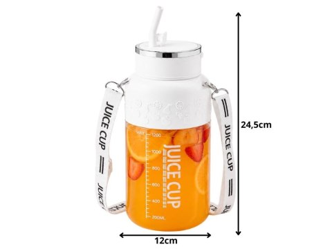 Bidon blender butelka usb 1200ml kubek do smoothie shaker ze słomką paskiem