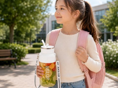 Bidon blender butelka usb 1200ml kubek do smoothie shaker ze słomką paskiem