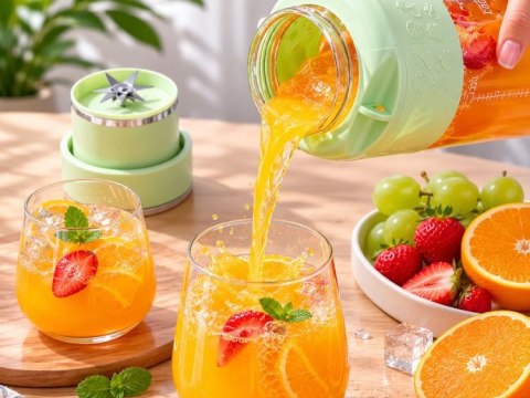 Bidon blender butelka usb 1200ml kubek do smoothie shaker ze słomką paskiem