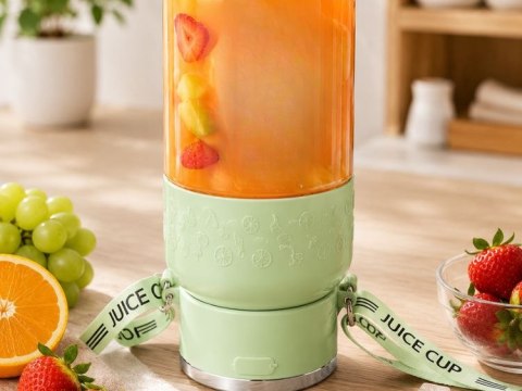 Bidon blender butelka usb 1200ml kubek do smoothie shaker ze słomką paskiem