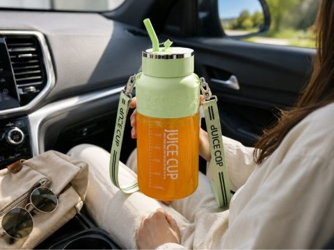 Bidon blender butelka usb 1200ml kubek do smoothie shaker ze słomką paskiem