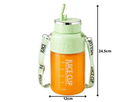 Bidon blender butelka usb 1200ml kubek do smoothie shaker ze słomką paskiem
