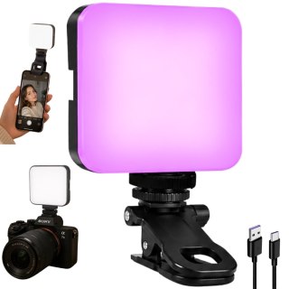 Lampa led rgb mini do foto wideo 150° gwint 1/4'' klips 3000k - 6500k 5,5w