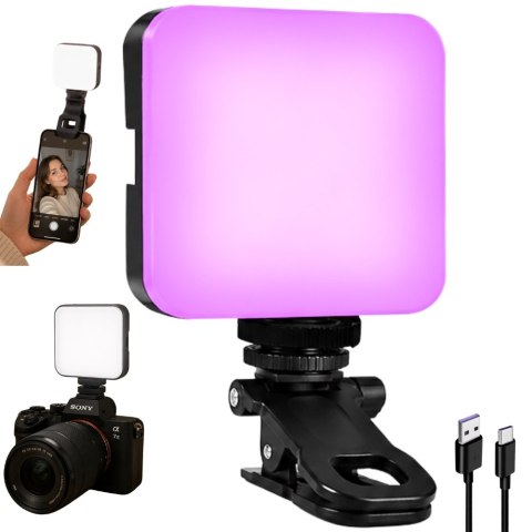 Lampa led rgb mini do foto wideo 150° gwint 1/4'' klips 3000k - 6500k 5,5w