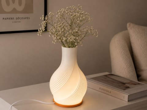 Lampa stołowa led wazon 2w1 dekoracyjna regulacja jasności 3 barwy wewnątrz