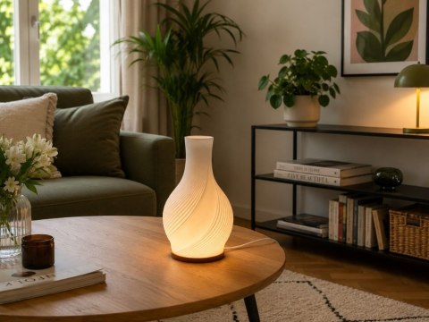 Lampa stołowa led wazon 2w1 dekoracyjna regulacja jasności 3 barwy wewnątrz