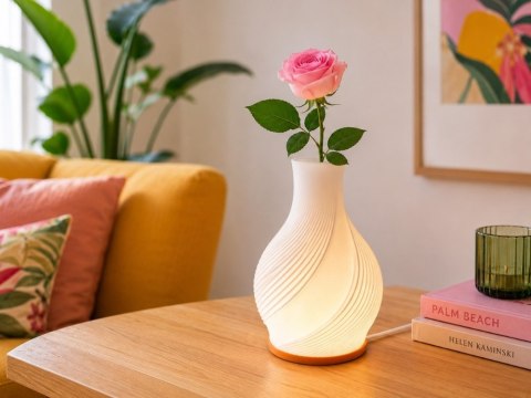 Lampa stołowa led wazon 2w1 dekoracyjna regulacja jasności 3 barwy wewnątrz