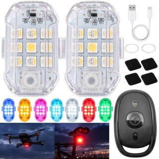 Lampa stroboskopowa led bezprzewodowa 7 kolorów pilot 2 szt ostrzegawcze