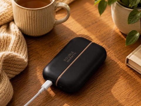 Magnetyczny ogrzewacz elektryczny do rąk dłoni 2w1 usb czarny kieszonkowy