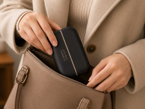 Magnetyczny ogrzewacz elektryczny do rąk dłoni 2w1 usb czarny kieszonkowy