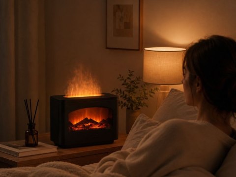 Nawilżacz powietrza kominek led dyfuzor aromaterapia usb efekt płomienia