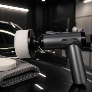 Polerka samochodowa akumulatorowa 1600rpm z regulacją obrotów + 4 nakładki