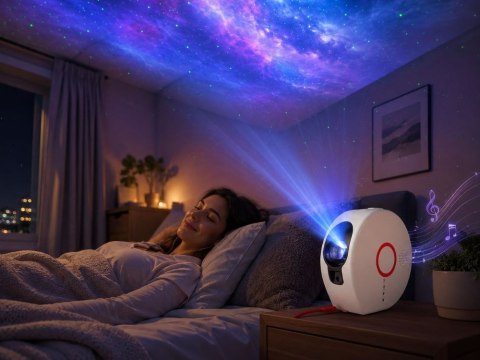 Projektor gwiazd galaktyki led bluetooth z głośnikiem pilot lampka nocna