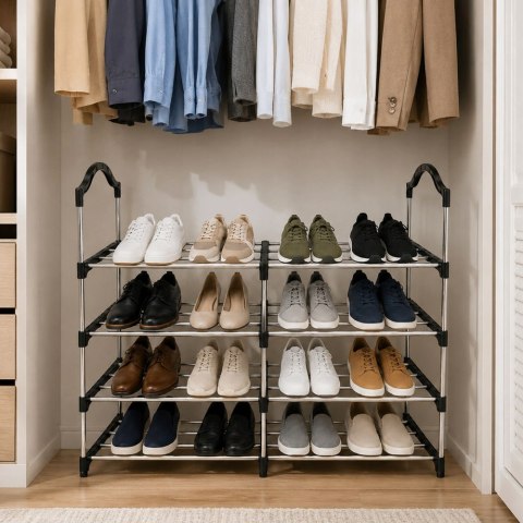 Regał szafka na buty metalowy 4 poziomy stojak półka organizer przedpokoju